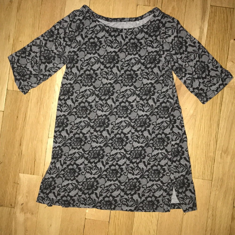 Faded Glory xs 4-5 floral shift dress black